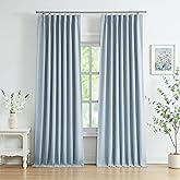 WEST LAKE Dusty Blue Bailey Pinch Pleated Full Blackout Curtains 84 Inches Long with Liners,Rustic Textured Drapes for Bedroom Living Room,Thermal Insulating Backtab Hooks Window Treatment,40"Wx84"Lx2