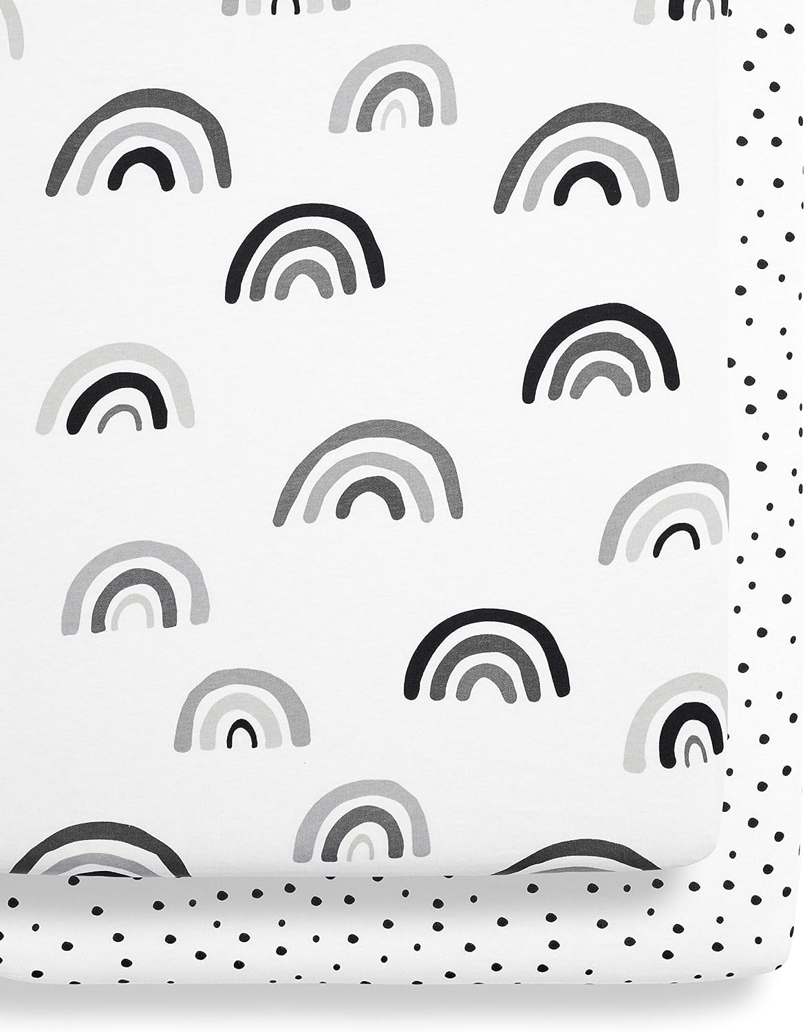 Snuz Bedside Crib Fitted Sheets, Tonal Rainbow, Greys, 280 g 