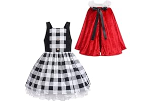 AWIBMK Christmas Halloween Cosplay Women Mrs Santa Claus Costume Dresses Girl Plaid Dress With Cape Cloak