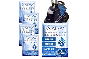 SALAV Garment Steamer Descaling Solution Decalcifier Packets for Mineral Deposits and Build-up Removal, Maintenance for Clothes, Works with all Garment Steamer Brands, Cleans Build Up, 5 packs