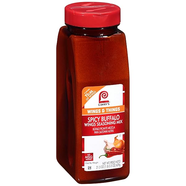 LAWRY’S SPICY BUFFALO WINGS SEASONING MIX, 21.5 OZ – ONE 21.5 OUNCE CONTAINER OF SPICY BUFFALO POWDER SEASONING FOR RECIPE CUSTOMIZATION, BEST FOR CHICKEN WINGS, BAR BITES, MOZZARELLA STICKS AND MORE