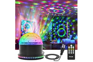 CHASINGLEE 6-Color LED Crystal Party Light with 48 RGB Chasers: Sound Activated DJ Disco Ball & Strobe Stage Lights for Karaoke, Birthday, Christmas, Halloween Decor, Remote Included