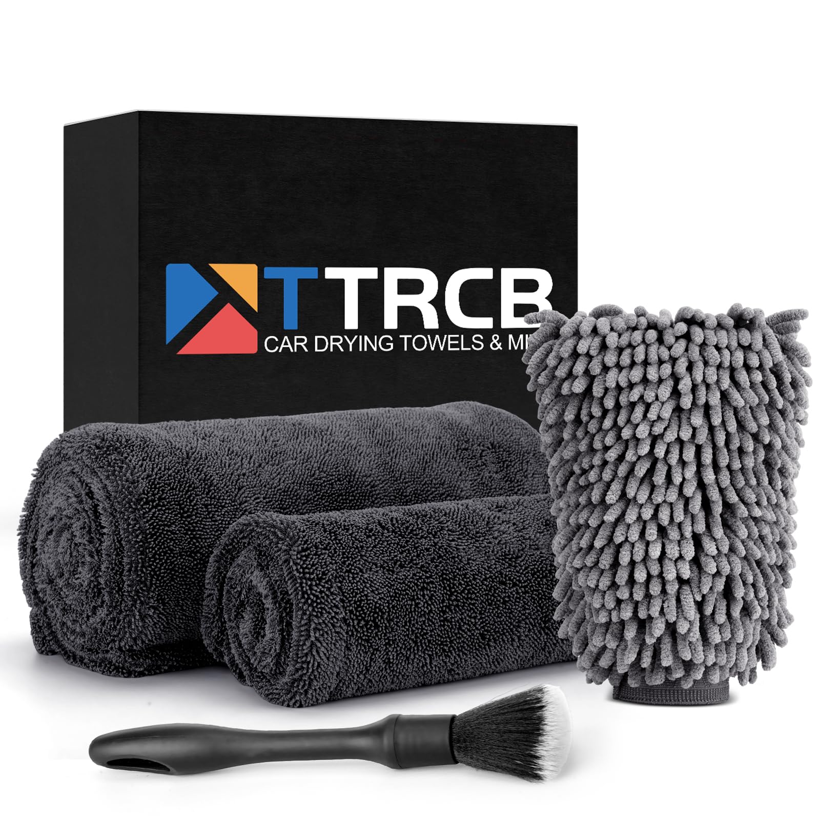 Photo 1 of 2 Pack 1300 GSM Car Drying Towel, Microfiber Towels for Cars - 36" x 24" & 16" x 16", Ultra-Absorbent, Streak Free, Premium Double Twisted-Loop Microfiber Cleaning Cloth with Car Wash Mitt