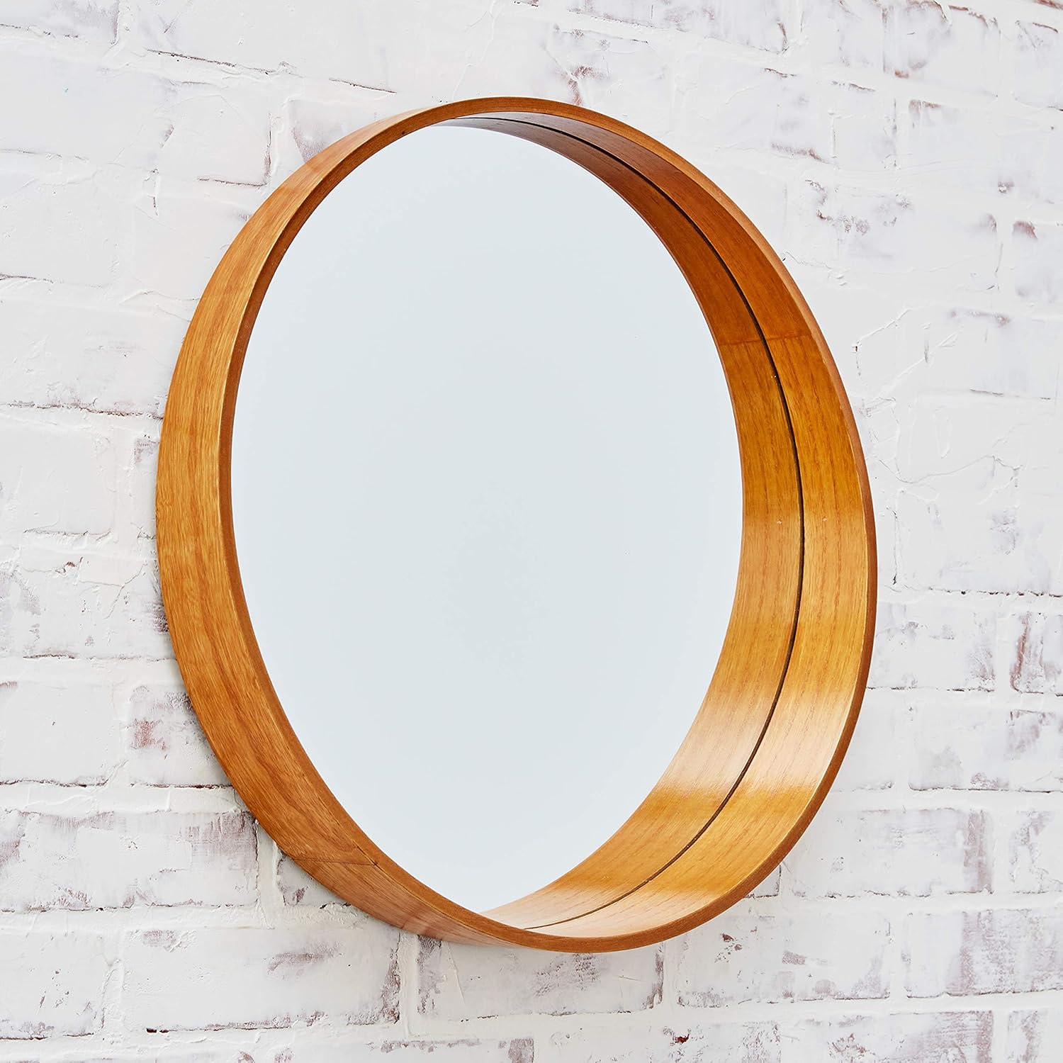 A Rated Trading Round Bamboo Mirror - 20 Inches - Vanity Bathroom Mirror - Large Circle Wall Decoration: Furniture & Decor