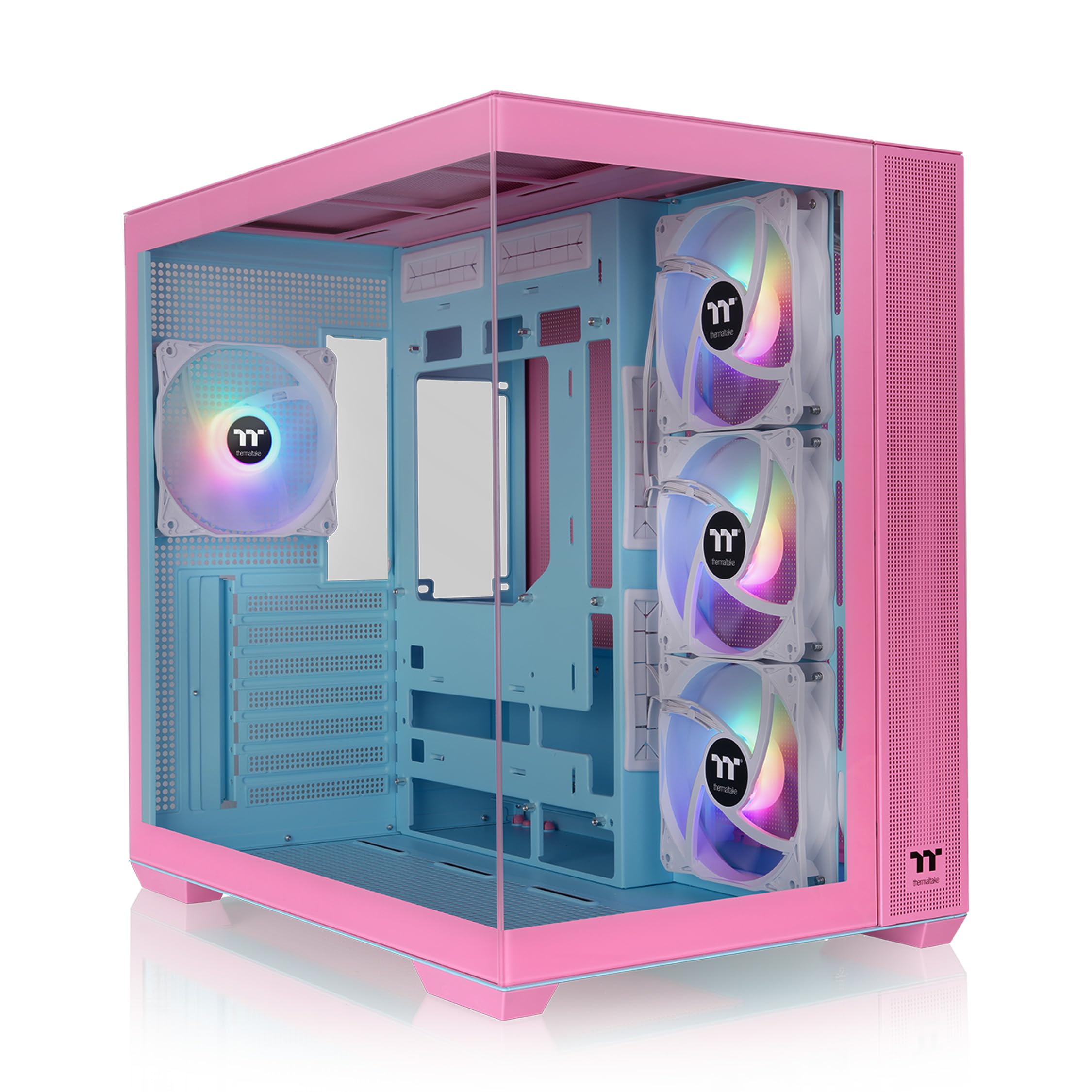 Thermaltake View 380 TG ARGB Mid Tower Chassis; 4x120mm ARGB Lite Fans Included; 360mm Radiator Support; 415mm GPU Clearance; Hidden Connector Support; Bubble Pink; CA-1Z2-00MAWN-00 Image