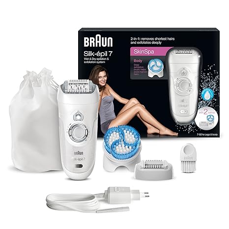 Braun Silk-épil 7 SkinSpa Epilierer 7-921e, mit Peeling-Bürste, weiß