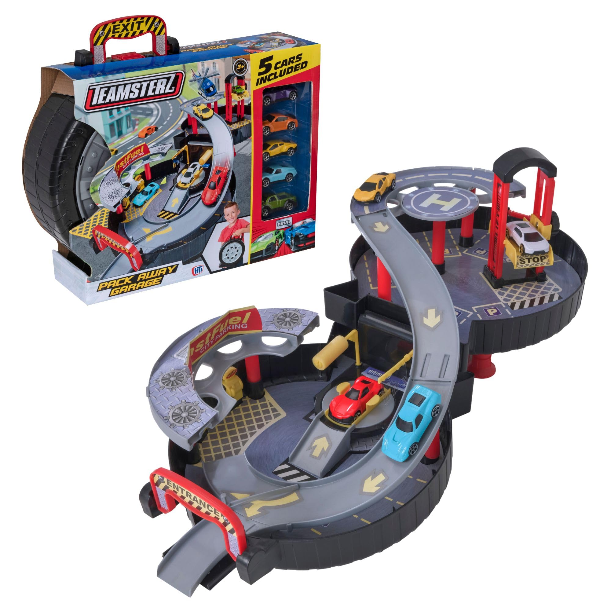 Teamsterz 1416484 Pack Away Garage with 5 Cars, 3-10 Years