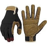 HANDLANDY Work Gloves for Men & Women, Utility Mechanic Working Gloves Touch Screen, Flexible Yard Work Gloves
