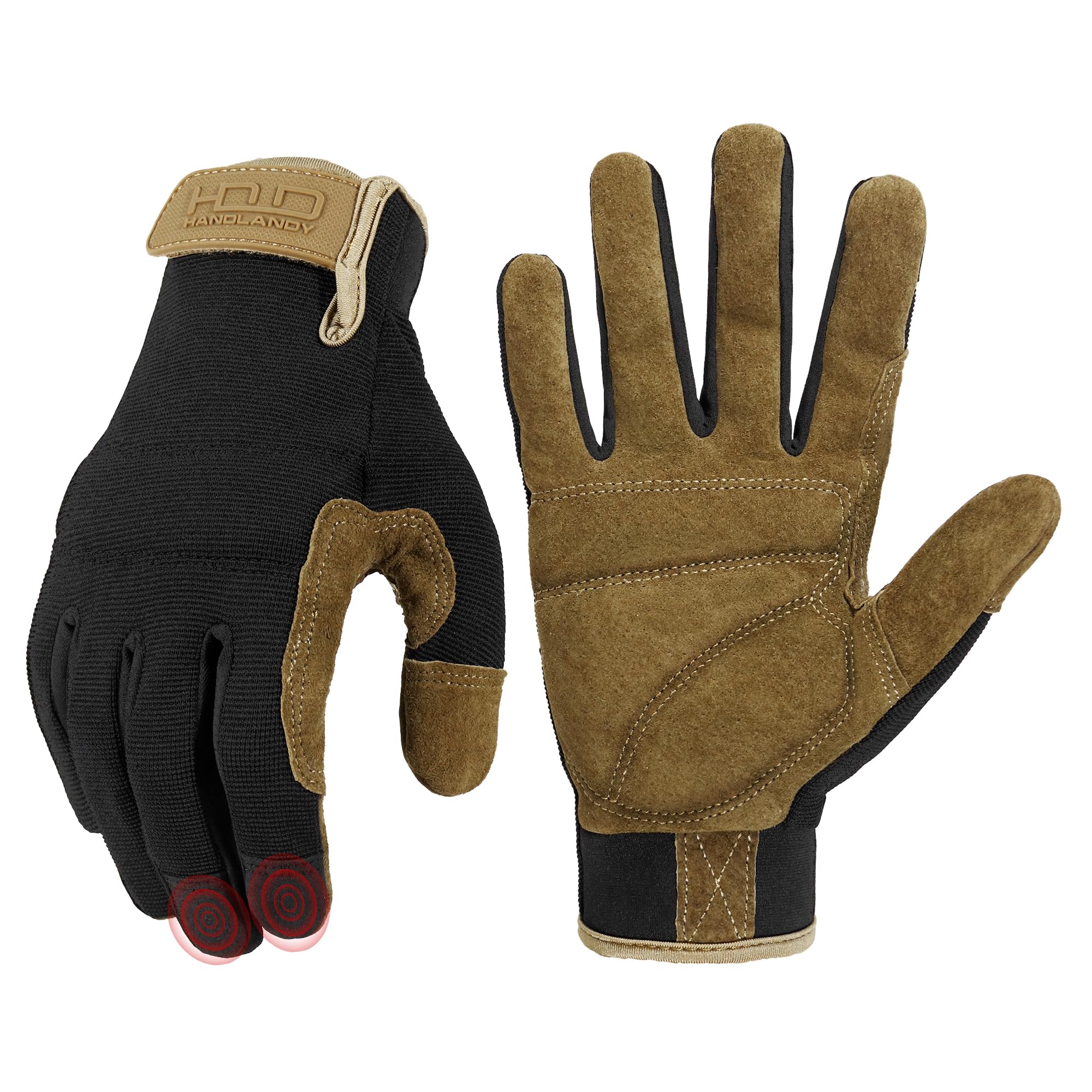 HANDLANDY Leather Work Gloves for Men