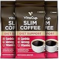 VitaCup Slim Ground Coffee, Diet Support with Ginsen, B Vitamins, Medium Dark Roast, Bold and Smooth,100% Arabica Specialty Coffee Grounds, 3 bags, 11oz each
