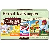 Celestial Seasonings Herbal Tea Sampler Variety Pack, Caffeine Free, 18 Tea Bags Box
