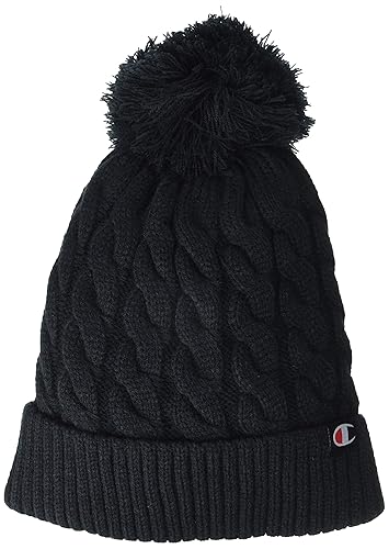 Champion Women's Cable Pom Beanie, Black, One Size in Kuwait