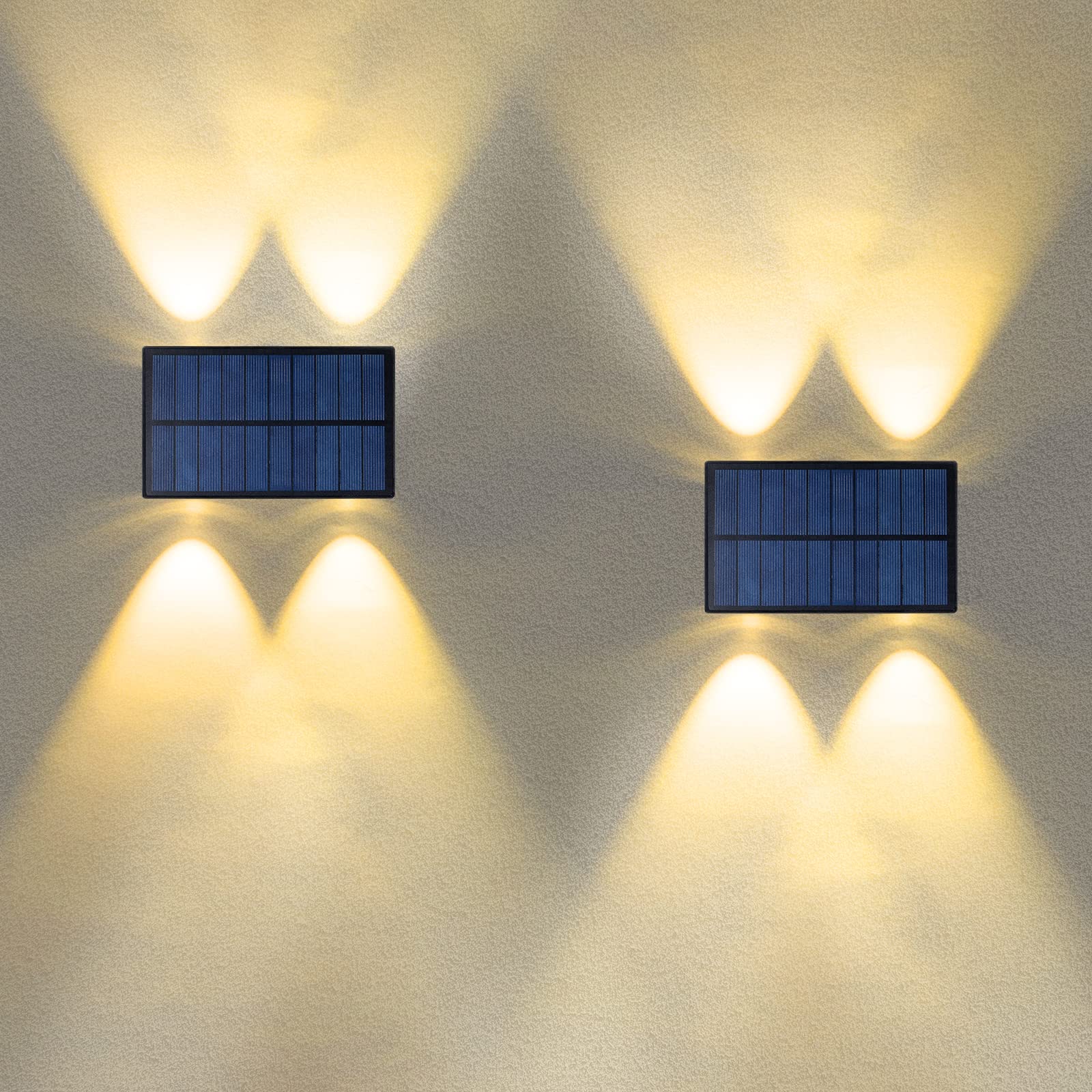 YOHAYO Solar Lights for Outdoor Up Down Solar Lights for Outdoor Wall Lights 2 Lighting Modes Waterproof IP54 Wall Light Garden Warm White 2 Pieces