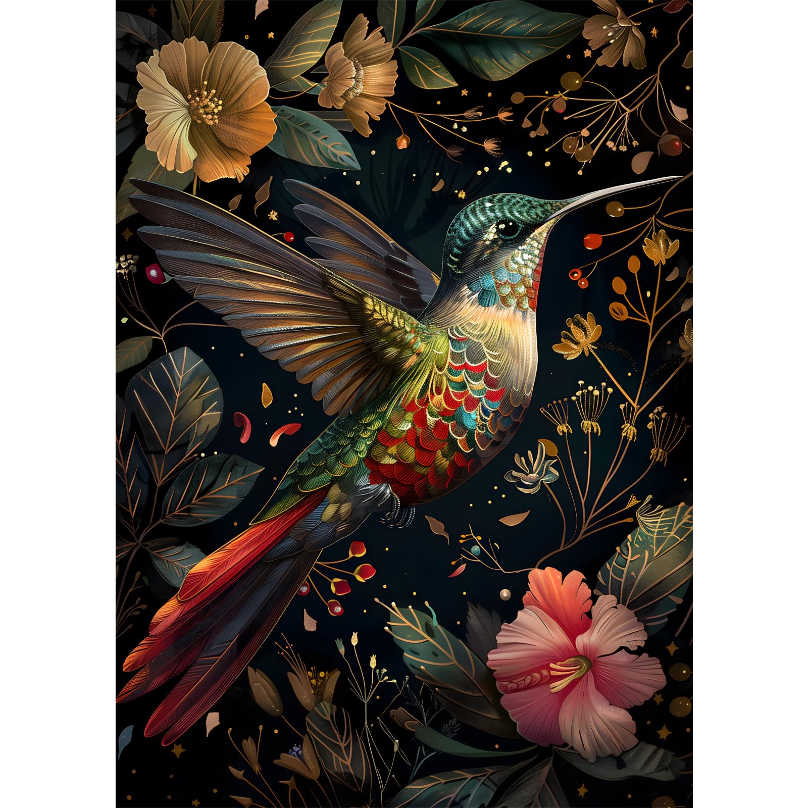 Photo 1 of **FACTORY SEALED** Vintage Hummingbird Puzzles for Adults 1000 Pieces, Colorful Flower Hummingbird Jigsaw Puzzles with Animals, Beautiful Bird Floral Impossible Nature Art Themed Puzzle, Hard Challenging for Adults