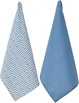 Penguin Home Set of 2 Recycled Cotton Tea Towels White Blue 50x70cm