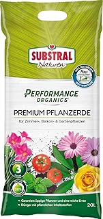 Substral Performance Organics Pflanzerde Premium Blumenerde, Hochwertige Bio Erde für alle Zimmer-, Balkon- & Gartenpflanzen, 20 Liter Sack