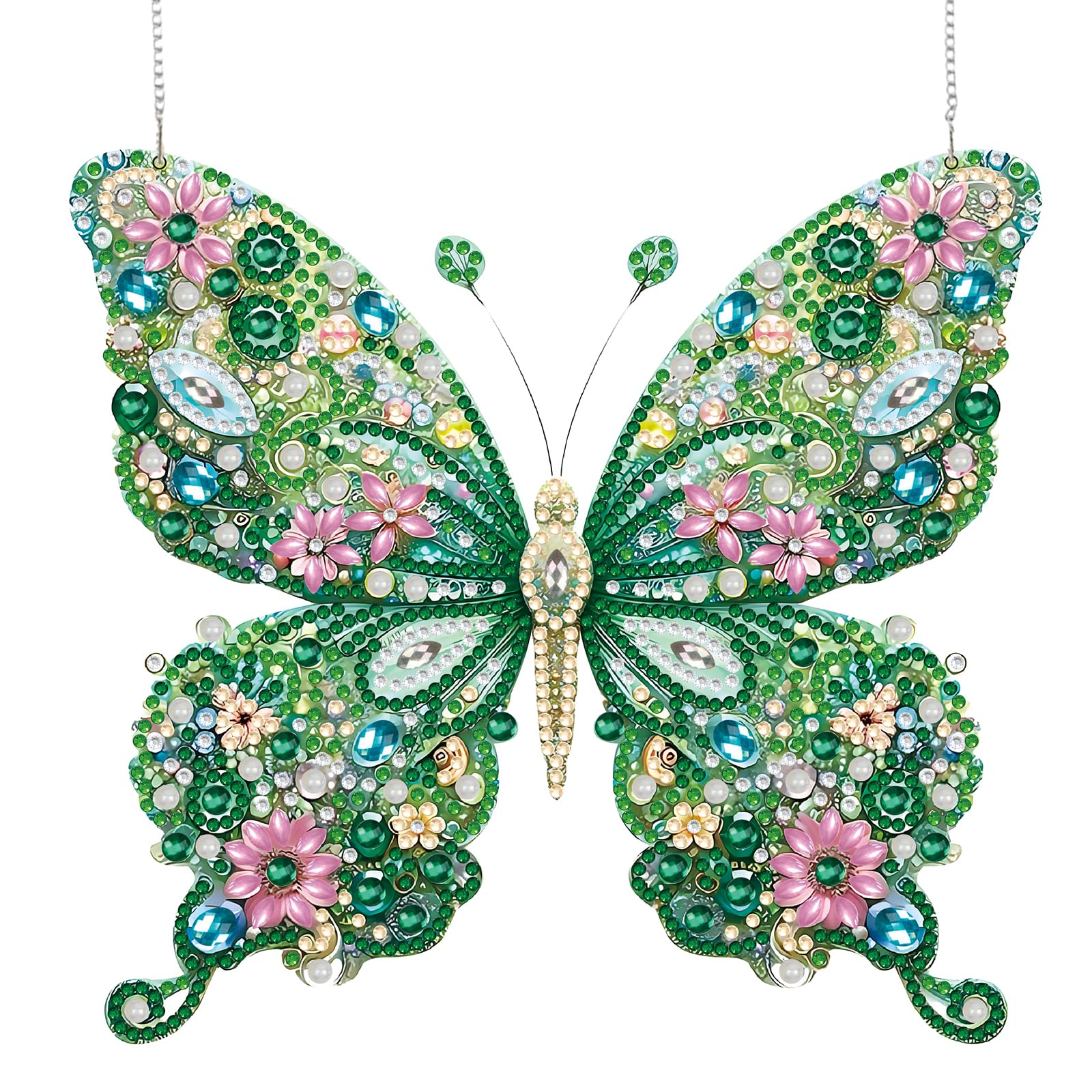 Photo 1 of ***MAJOR DAMAGE*** ZENDIYO Butterfly Diamond Art Hanging Kits for Adults Kids, DIY Acrylic Special Shaped Diamond Art Painting Window Pendants Dreamcatcher for Home Wall Hanging Kits Hanging Ornament Christmas Gift