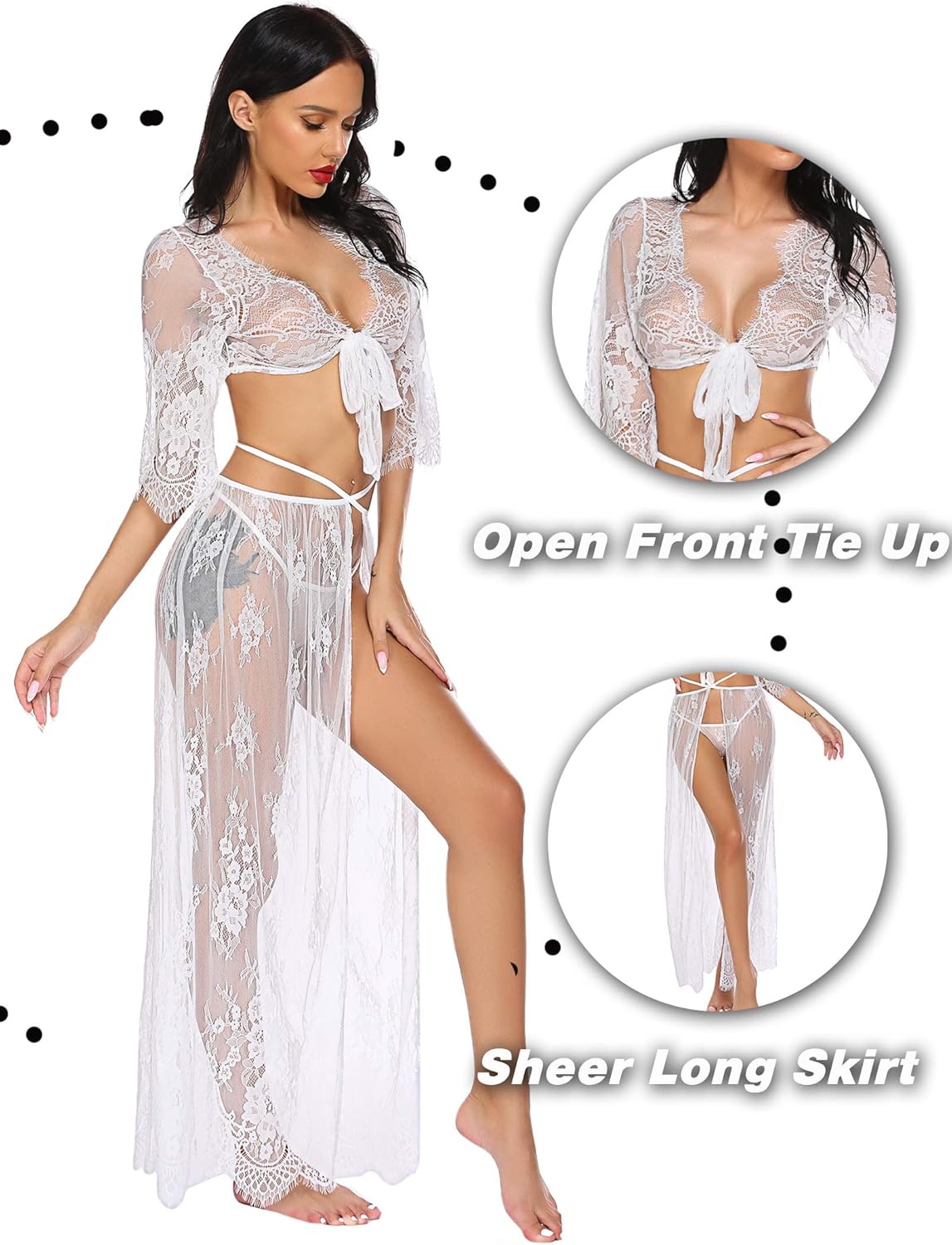 Avidlove Lingerie Set for Women Lace Babydoll Sexy Chemise See Through Lingerie with Long Skirt: Clothing