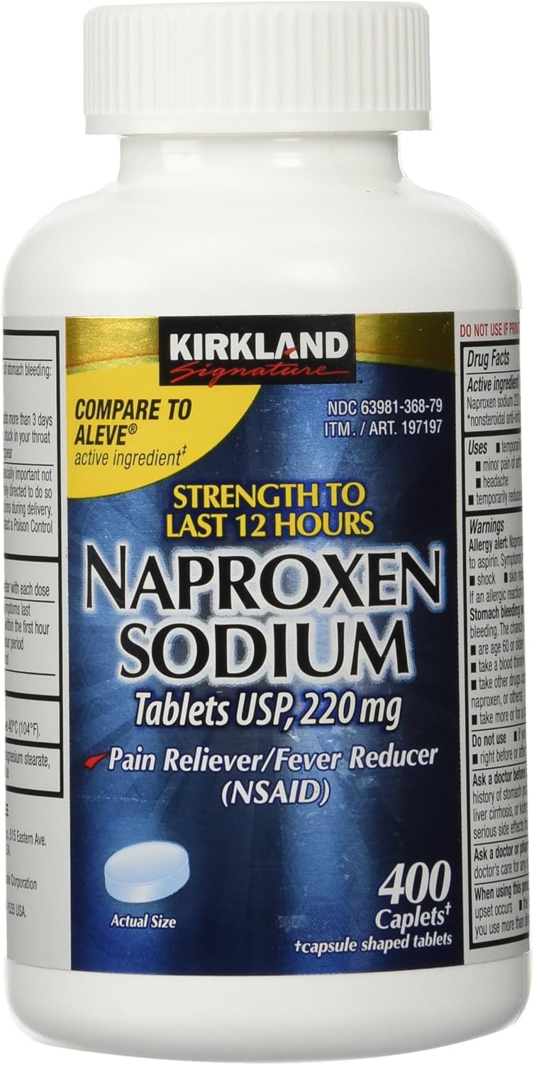 Naproxen Sodium by Kirkland Signature - 400 caplets 220 mg Non Prescription Strength - Compare to the active ingredient in Aleve: Health & Personal Care