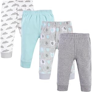 Luvable Friends Basics Unisex Baby Comfy Cotton Pants 4-Pack