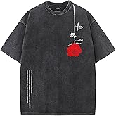 UOUA Mens Graphic Tees Vintage Oversized T-Shirts Casual Acid Wash Cotton Streetwear (S-2XL)