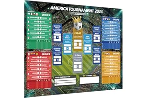 AhfuLife Soccer Match Wall Chart Poster for COPA America 2024, A2 Size Schedule Poster with Local Time Team Info for Americas 2024 Soccer Bar Club Party Decorations (16.5''×23.3'')