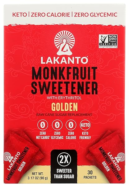 LAKANTO SUGAR FREE GOLDEN MONKFRUIT SWEETENER, PACKAGING MAY VARY,3.17 OUNCE (PACK OF 8)