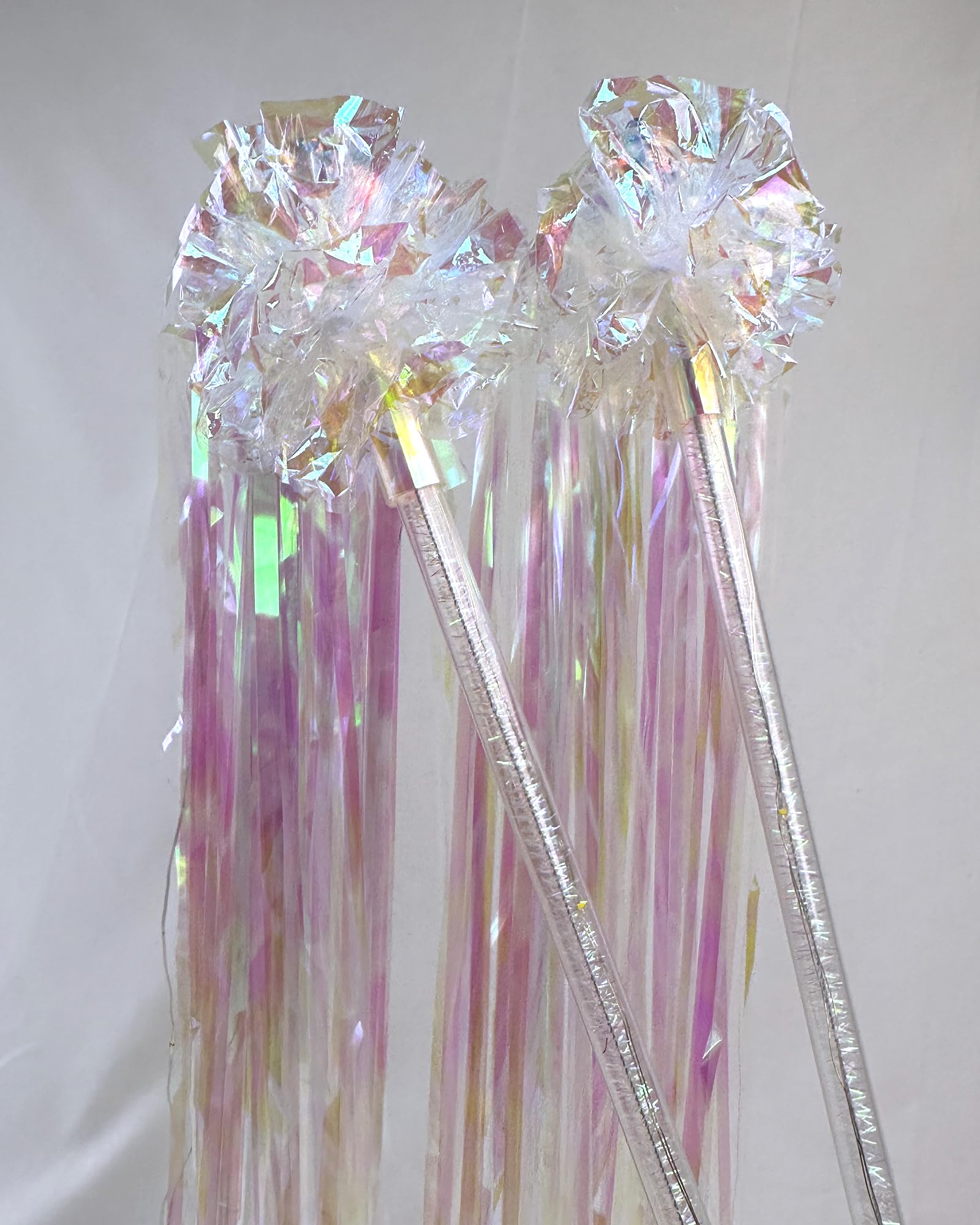 Photo 1 of 105 Pieces LED Wedding Wands, LED Wedding Streamer - Metallic Foil Tinsel Ribbon Sticks for Glitter Bridal Wedding Send Off Ideas Activities Holiday Celebration Favor (Multicolored)