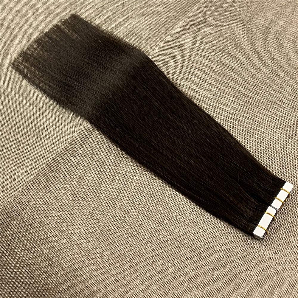 Komorebi #2 Darkest Brown-22Inch Remy Hair Tape In Hair Extensions Human Hair Darkest Brown 20pcs 50g Long Straight Skin Weft Hair Invisible Double Sided Tape Human Hair