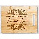 Nannie's House Bamboo Cutting Board - Everything Tastes Better At Nannie's - Mother's Day Gift - Birthday Gifts From Grandchildren - Son Daughter - Best Nannie Cutting Board, 11.4”x8.6”
