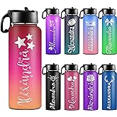 Personalized Water Bottles with Straw Lid Custom Water Bottle Personalized Names Stainless Steel Double Wall Insulated Cup Customized Gifts for Kids Women Men School Sports Style 04
