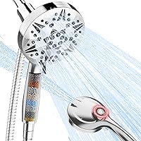 MIKEE Filtered Shower Head with Handheld, High Pressure 10 Spray Mode Showerhead with Filters,Magnetic Shower Head for Hard Water (Sliver)