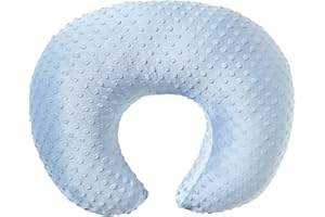 QUENESS Nursing Pillow Cover Breastfeeding Pillow Cases Plush Dot Slipcover (SkyBlue)