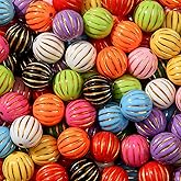 ANCADN 16mm Acrylic Beads 100pcs Pumpkin Golden Line Bead Chunk Bubblegum Beads DIY Beading Hairband Bracelets Necklace Craft for DIY Jewelry Making(ng&Golden)