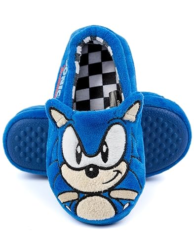 Sonic The Hedgehog Slippers Kids Plush Embroidered Face 3D