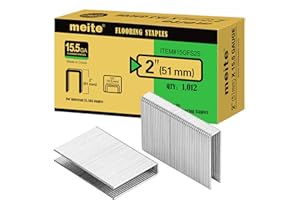 meite 15.5 Gauge Flooring Staples, 2-Inch Length 1/2-Inch Crown Hardwood Floor Staples Collated Galvanized Flooring Staples (1,012 Counts)