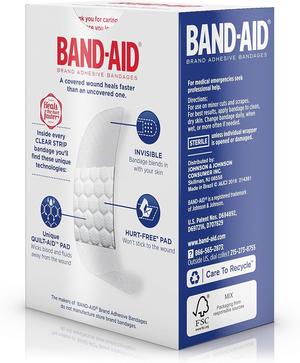 Band-Aid Brand Clear Strips Bandages, Assorted Sizes for discreet First Aid, Assorted Sizes, 45 ct: Health & Personal Care