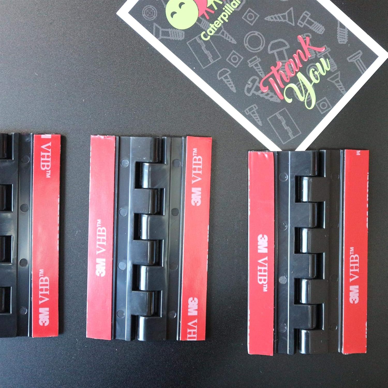 4X Black Acrylic Piano Hinges - No Glue Required. Self Adhesive. Black Plastic 75mm - Image 5