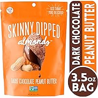 Wild Things Skinny Dipped Dark Chocolate Peanut Butter Covered Almonds, Gluten Free, Low Sugar Snacks, 3.5 oz bag