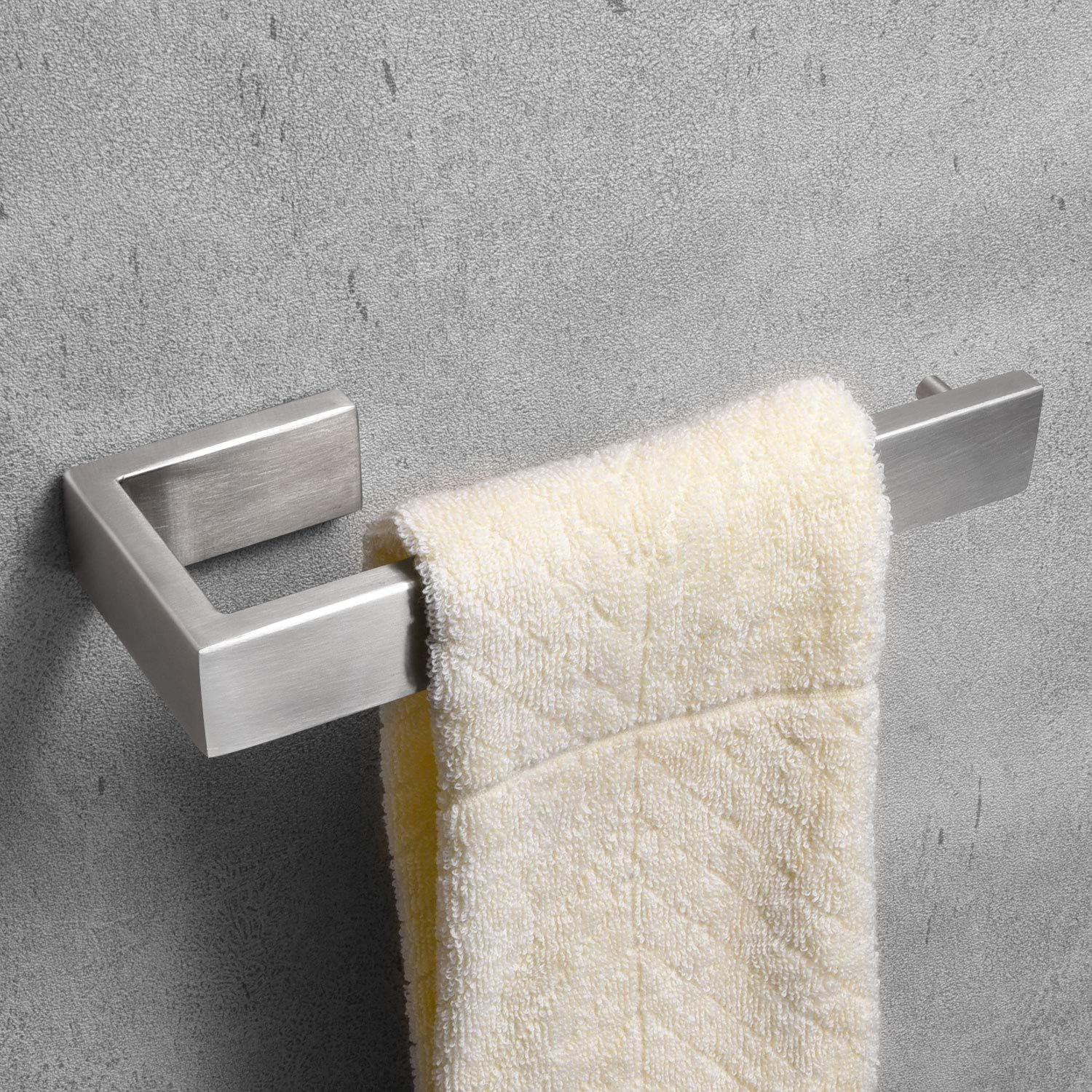 Nolimas Bathroom Hardware Towel Bar SUS 304 Stainless Steel Square Towel Ring Shelf Holder Rack for Bath Kitchen Garage Heavy Duty Wall Mounted, Nickel Brushed: Home & Kitchen
