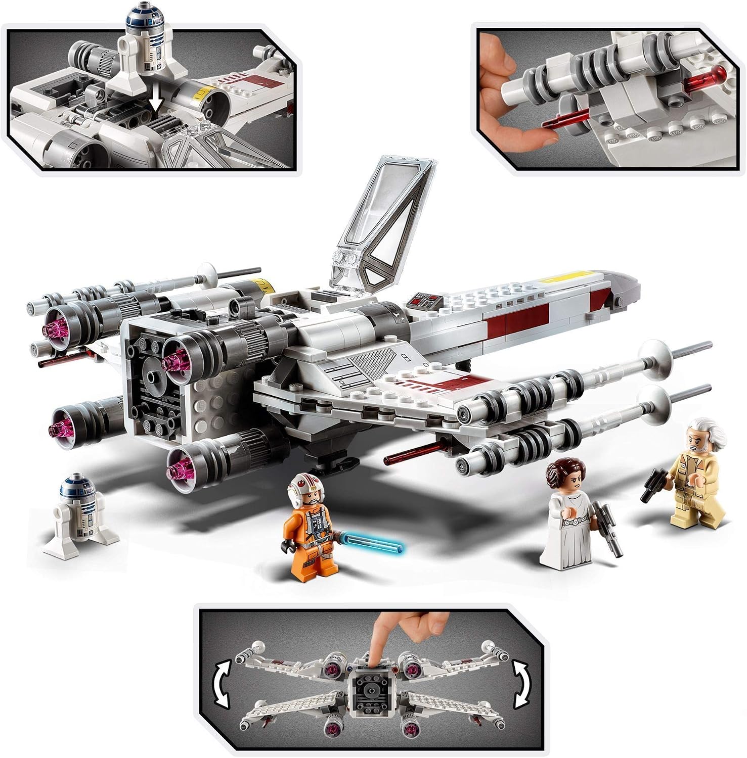 LEGO 75301 Star Wars Luke Skywalker X-Wing Fighter Toy with Princess Leia and R2-D2 Droid Figure, Multicolor, standard size - Image 5