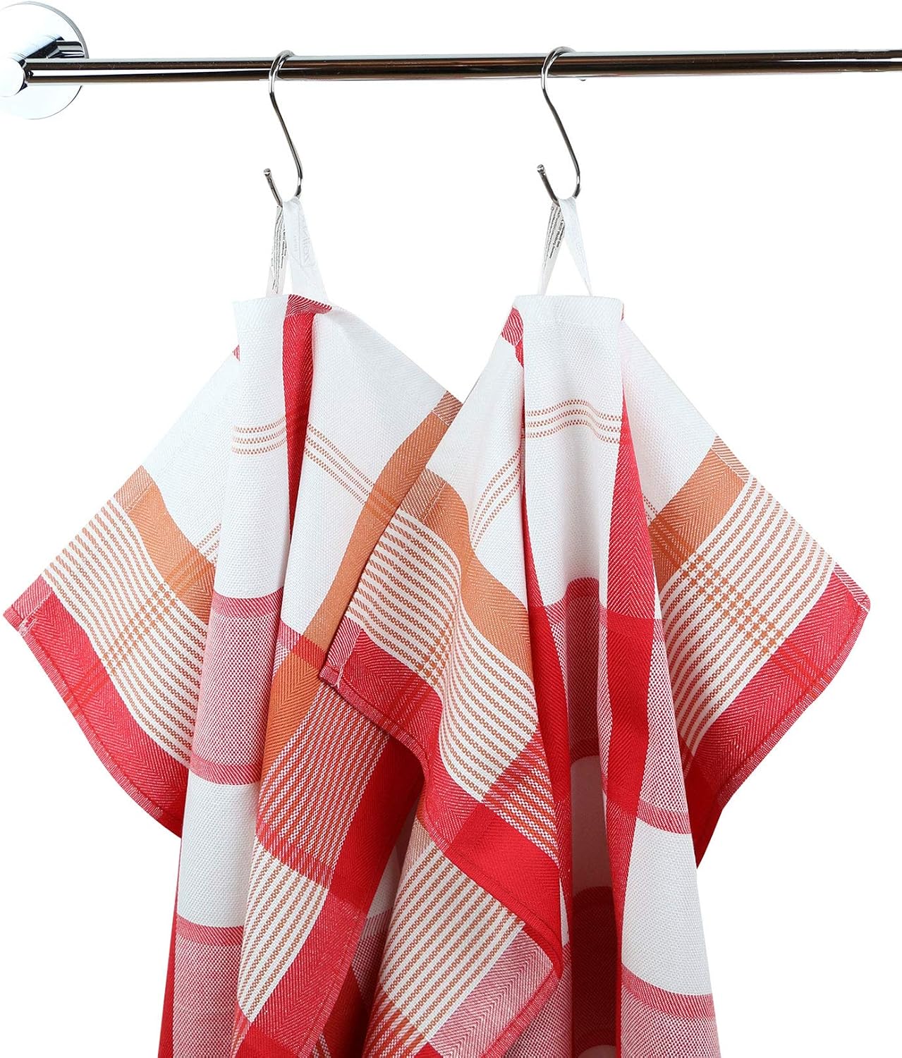 Zollner® Set of 4 Tea Towels/Drying Towels/Kitchen Towels 50 x 70 cm 100% Cotton, Available in Brown or Red Chequered - Image 5