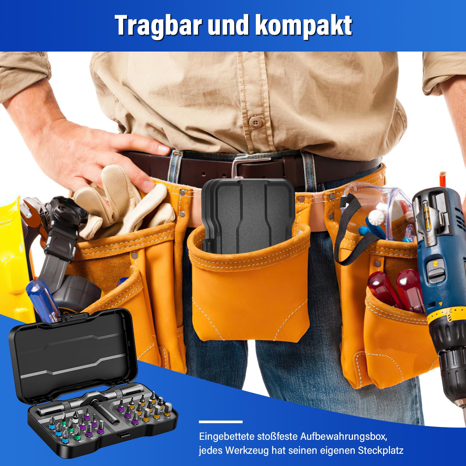 Koeutoze 24-in-1 Ratschenschraubendreher Set – Magnetic Screwdriver Set mit S2-Bits, Abnehmbarer T-Ratschengriff, Feinmechaniker Werkzeug Satz für Möbel, Fahrrad, PC-Reparatur, Kompakt & Tragbar 7