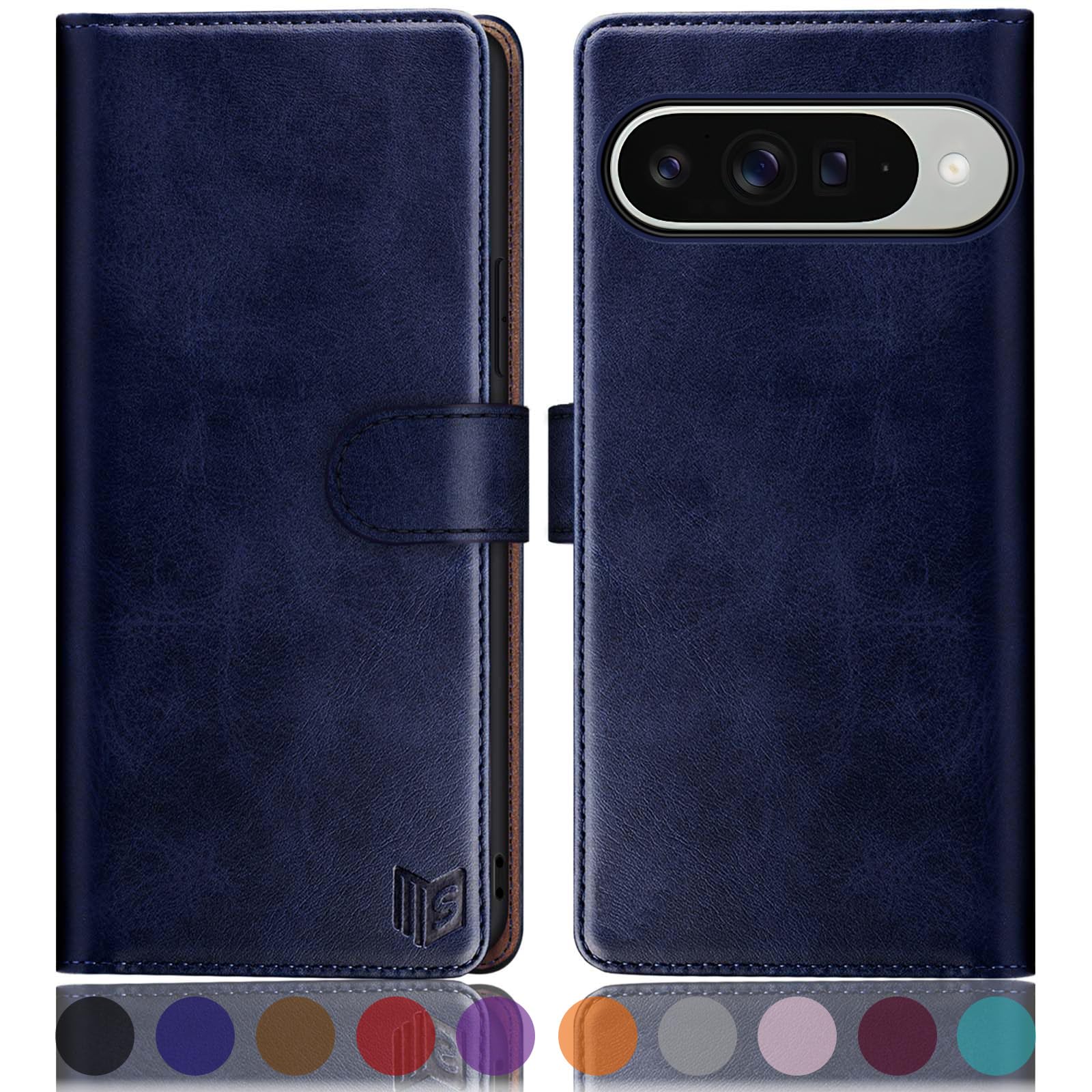 SUANPOT Compatible with Google Pixel 10/10 Pro 6.3" Wallet case with RFID Blocking Credit Card Holder,Flip Book PU Leather Protective Cover Women Men for Pixel 10 Phone case Blue