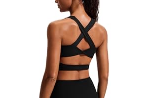 JOYSPELS Sports Bras for Women Criss-Cross Back Padded Workout Tank Tops Medium Support Crop Tops for Women
