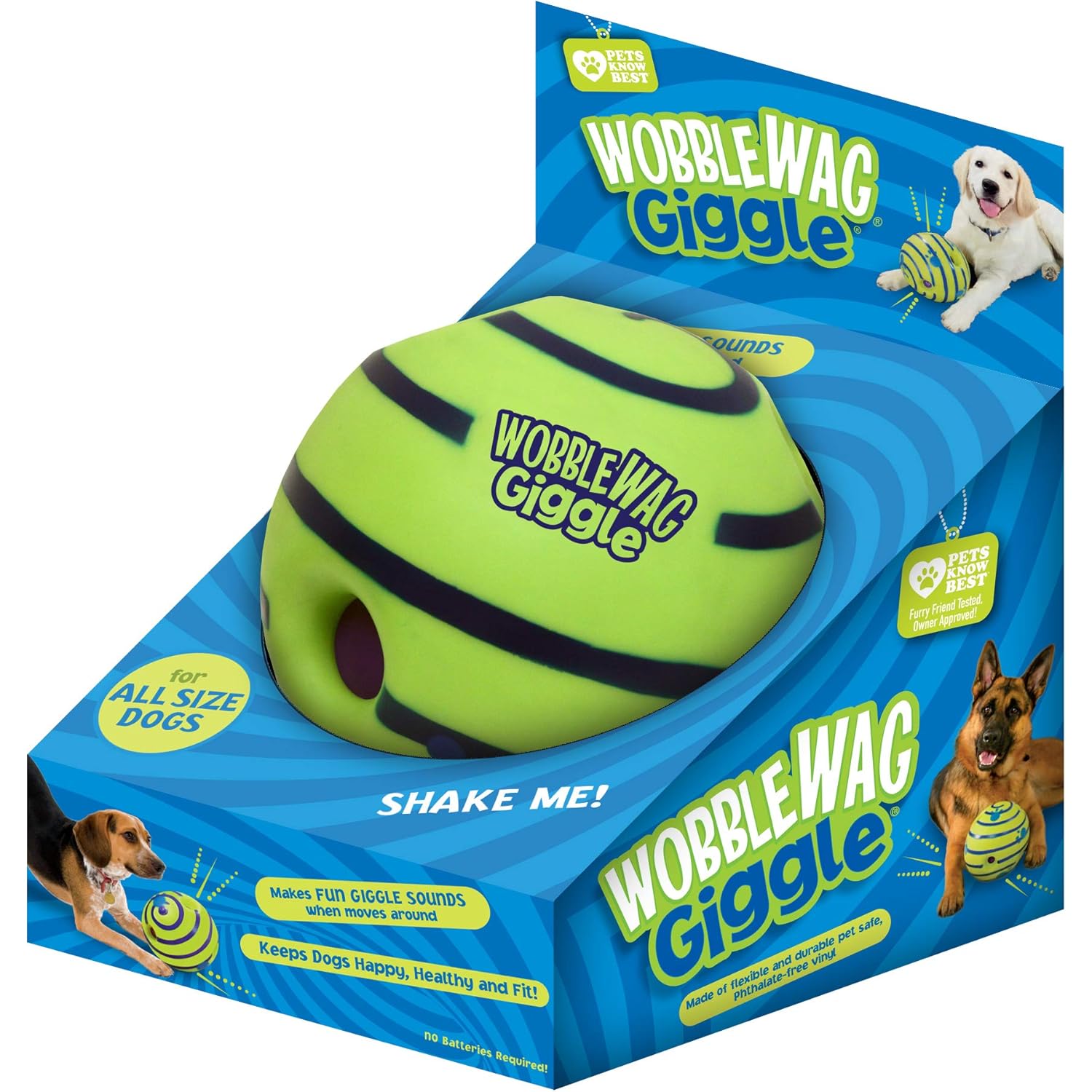 Wobble Wag Giggle Ball, Interactive Dog Toy, Fun Giggle Sounds When