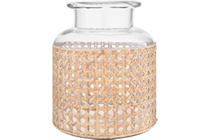 Bloomingville 8"H Glass Vase with Decorative Cane Sleeve