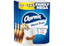 Charmin Ultra Soft Cushiony Touch Toilet Paper, 24 Family Mega = 123 Regular Rolls, White