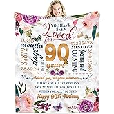 Hcoviv 90th Birthday Gifts Women Blanket 50*60, Happy 90th Birthday Gift Ideas, 90th Birthday Decorations, Gifts for Women Turning 90, Gifts for 90-Year-Old, Best Birthday Present 1936 Throw Blanket