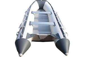 NEWPORT VESSELS Newport 12ft 6in Catalina Inflatable Dinghy Boat Transom Sport Tender - 6 Person - 20 Horsepower USCG Rated, White/Gray